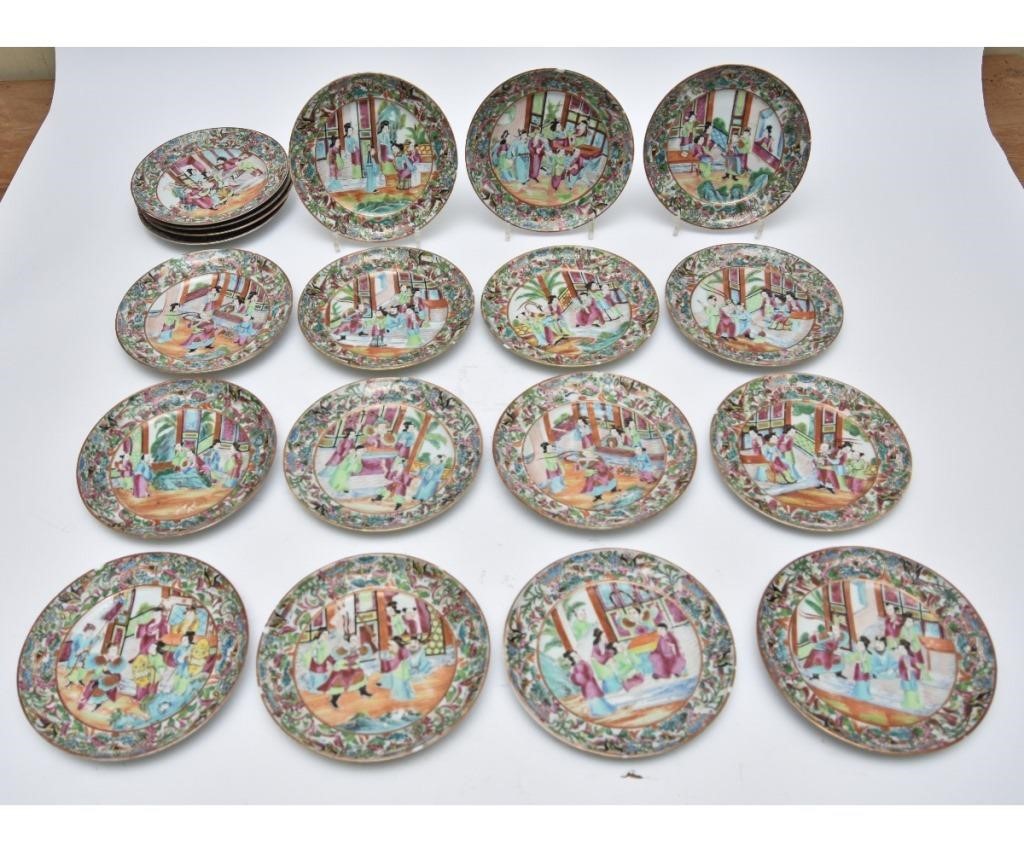 Sixteen Rose Mandarin plates, circa