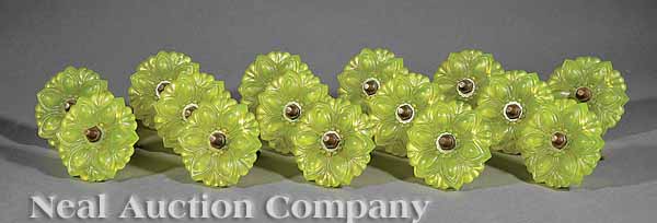 Sixteen Vaseline Glass Tie Backs of