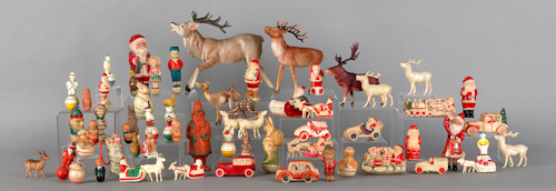 Sixty-four celluloid figural toys
