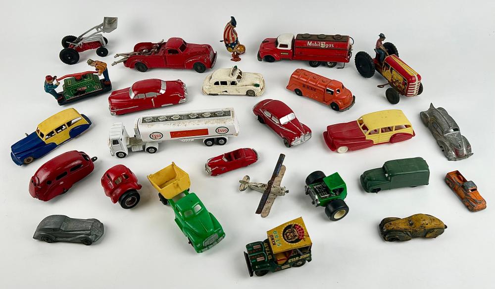 SIXTY SMALL TOYS, MOSTLY CARS