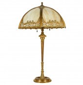SLAG GLASS & GILT METAL TABLE
