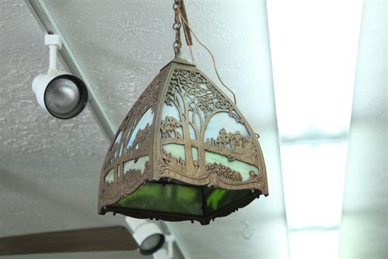 SLAG GLASS HANGING LIGHT. Square