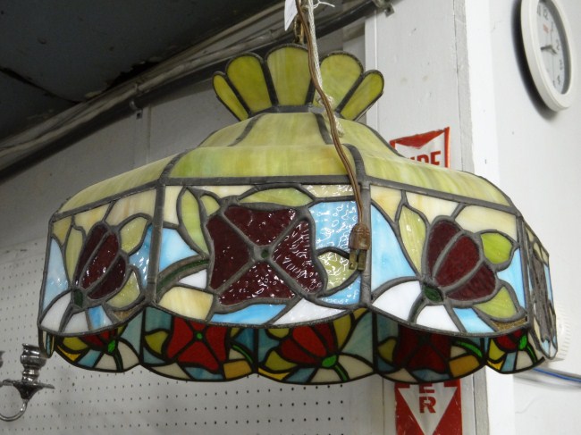 Slag glass hanging shade. 21