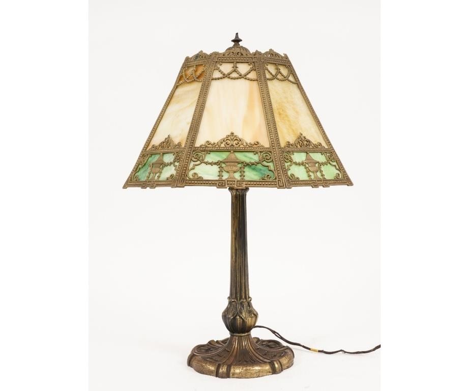 Slag glass lamp, circa 1920, with