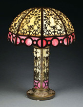 SLAG GLASS OVERLAY TABLE LAMP<