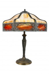 SLAG GLASS OVERLAY TABLE LAMPs