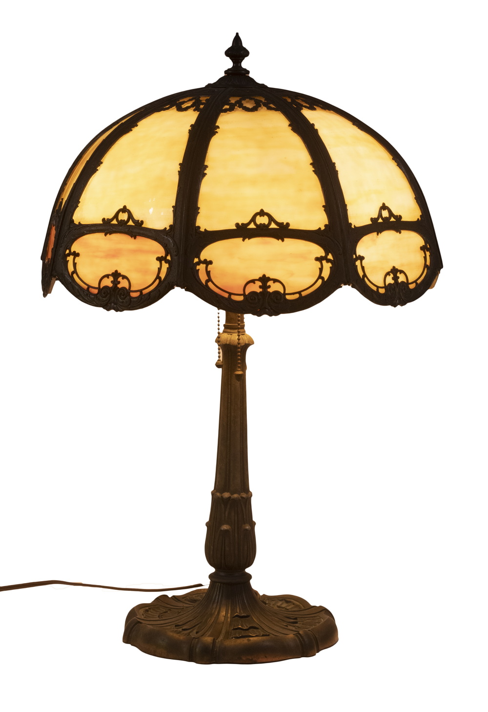 SLAG GLASS PANEL LAMP Ca 1920s