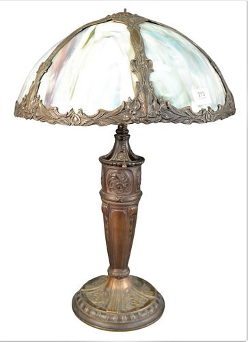 SLAG GLASS PANEL TABLE LAMP, HAVING