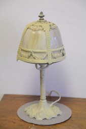 SLAG GLASS PANELLED TABLE LAMP