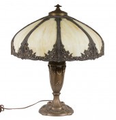 SLAG GLASS TABLE LAMP 1920s Er