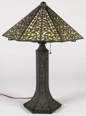 SLAG GLASS TABLE LAMP, EARLY 2