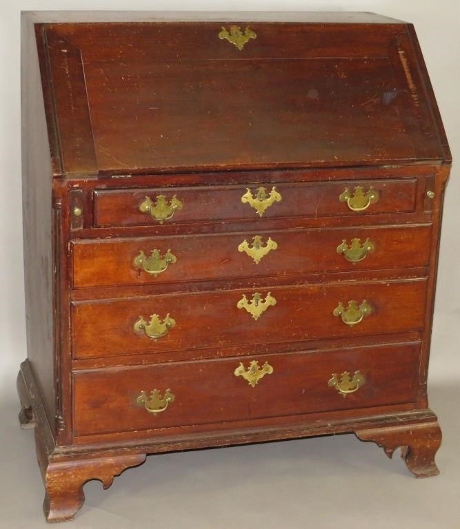 SLANT FRONT DESKca. 1790; in walnut
