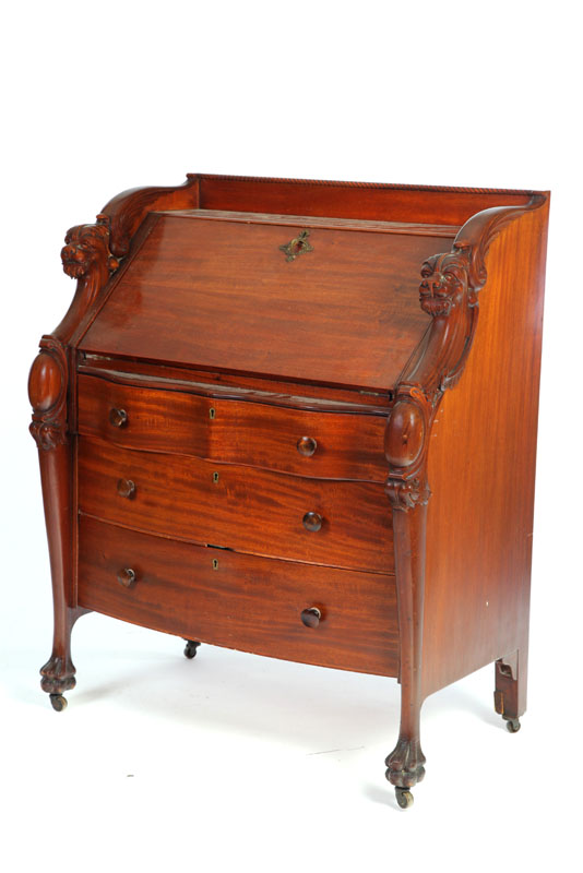 SLANT LID DESK. Mahogany with