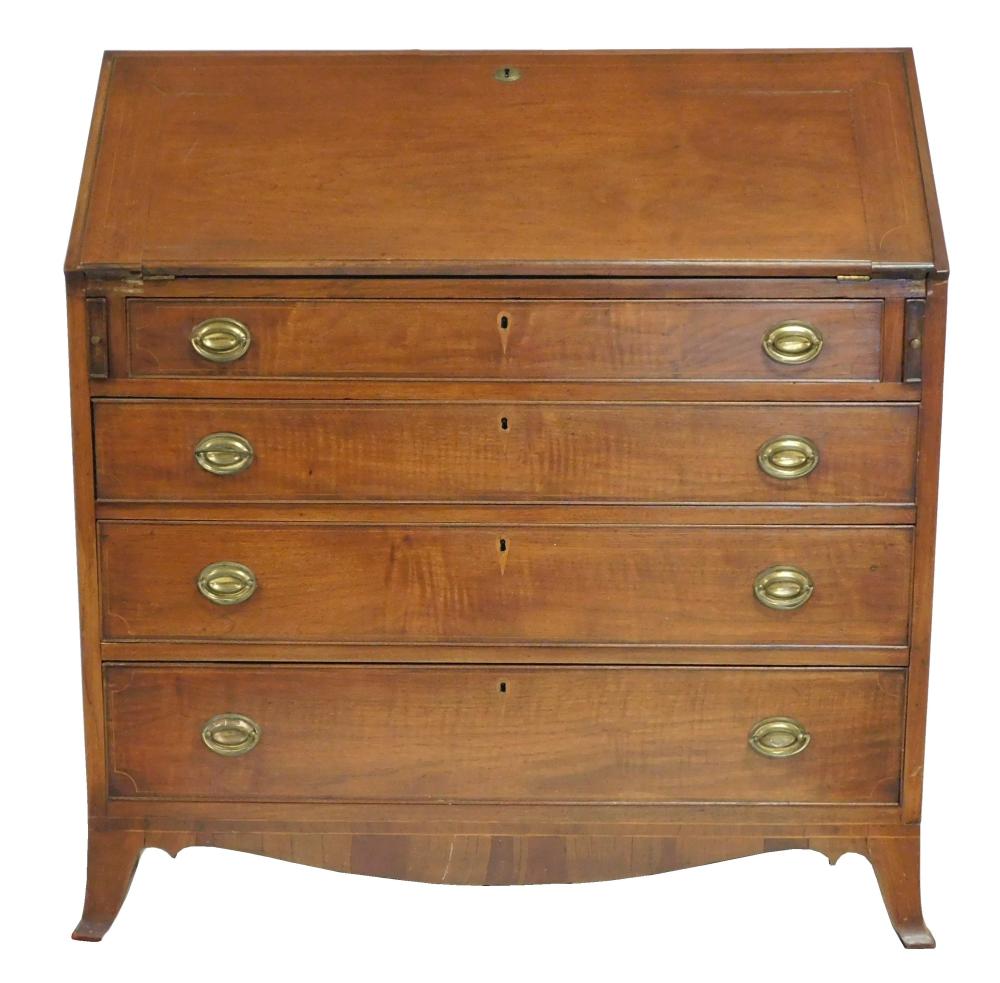 SLANT LID DESK ON FRENCH FEET, C.
