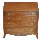 SLANT LID DESK ON FRENCH FEET,