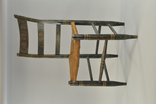 SLAT BACK CHAIR WITH WICKER Painted