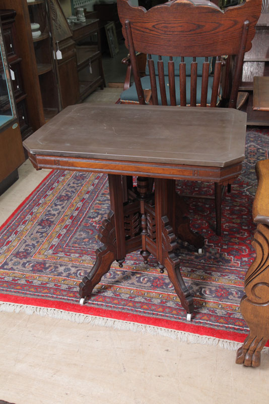 SLATE TOP VICTORIAN TABLE. Eastlake