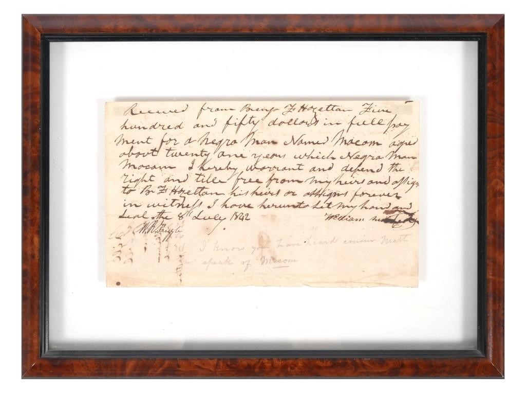 SLAVE DOCUMENT: 1842 BILL OF
