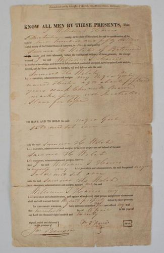 SLAVE DOCUMENT, BILL OF SALEof a