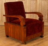 SLEEK ART DECO WALNUT ARM CHAI