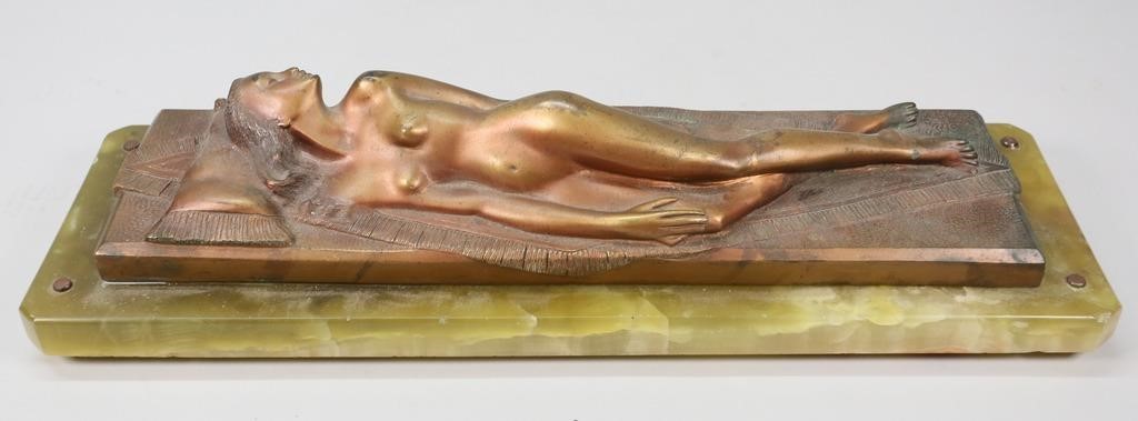 SLEEPING WOMAN PATINATED BRONZE