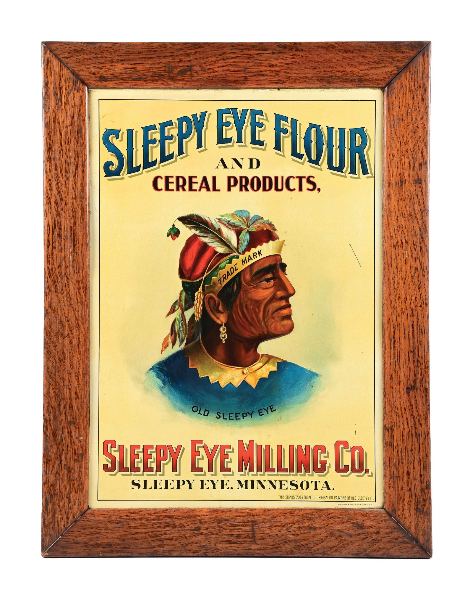 SLEEPY EYE FLOUR SIGN W/ NATIVE