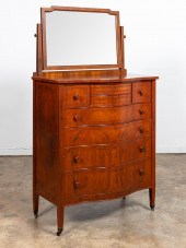 SLIGH INLAID WALNUT TALL CHEST