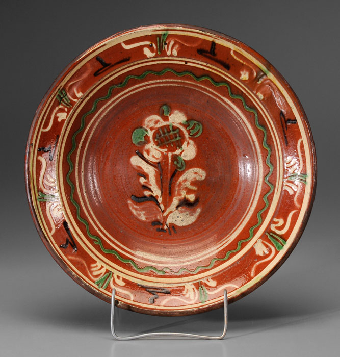 Slip-Decorated Redware Bowl