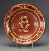 Slip-Decorated Redware Bowl Am