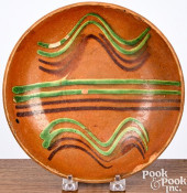 SLIP DECORATED REDWARE PLATE<b