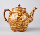 SLIP DECORATED TEA POTA slip d