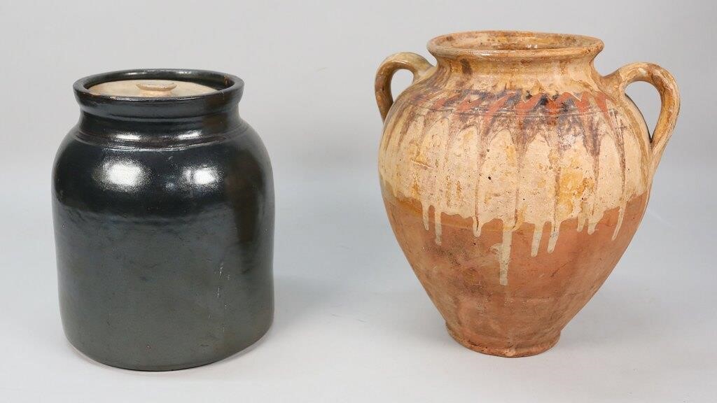 SLIP GLAZED TERRACOTTA VASE,