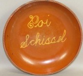 SLIP SCRIPT DECORATED REDWARE