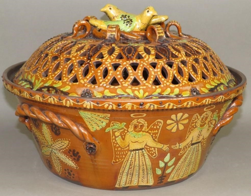 SLIPWARE DECORATED BOWL WITH