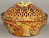 SLIPWARE DECORATED BOWL WITH P