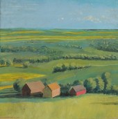 S.M. HANKALA OIL ON BOARD BARN