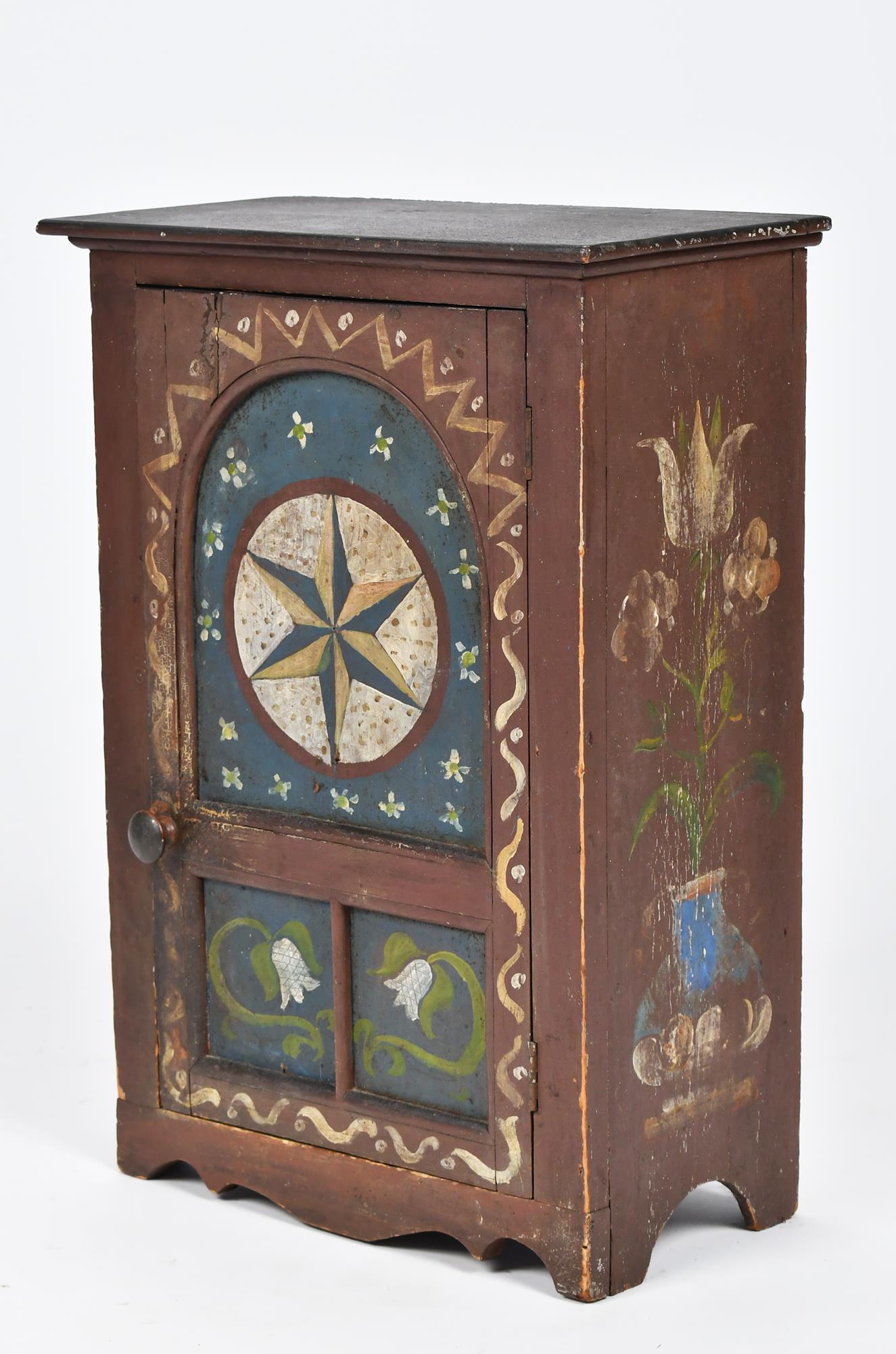 SMALL 19TH C. PAINTED HANGING