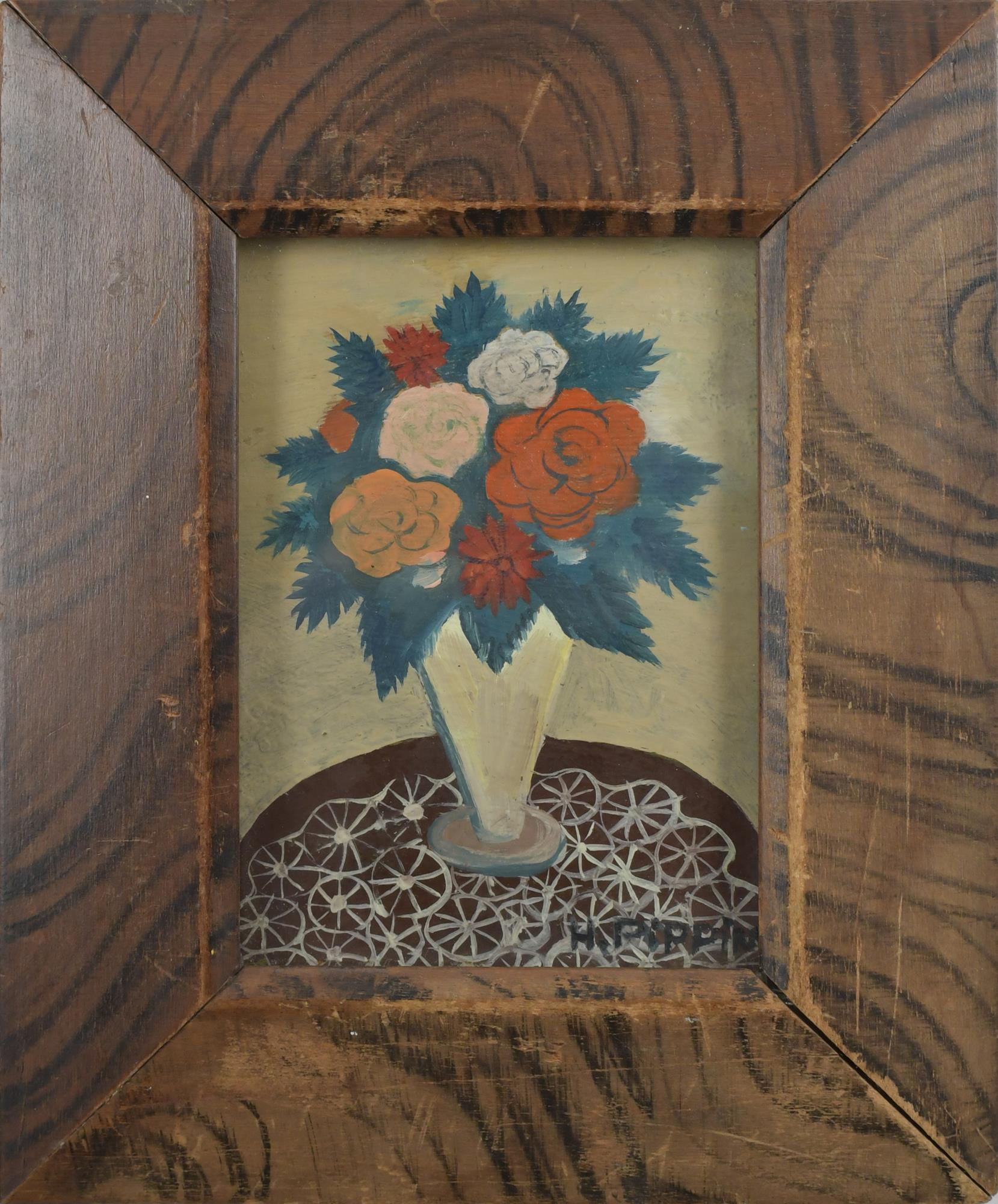 SMALL 20TH C. PRIMITIVE STILL LIFE,