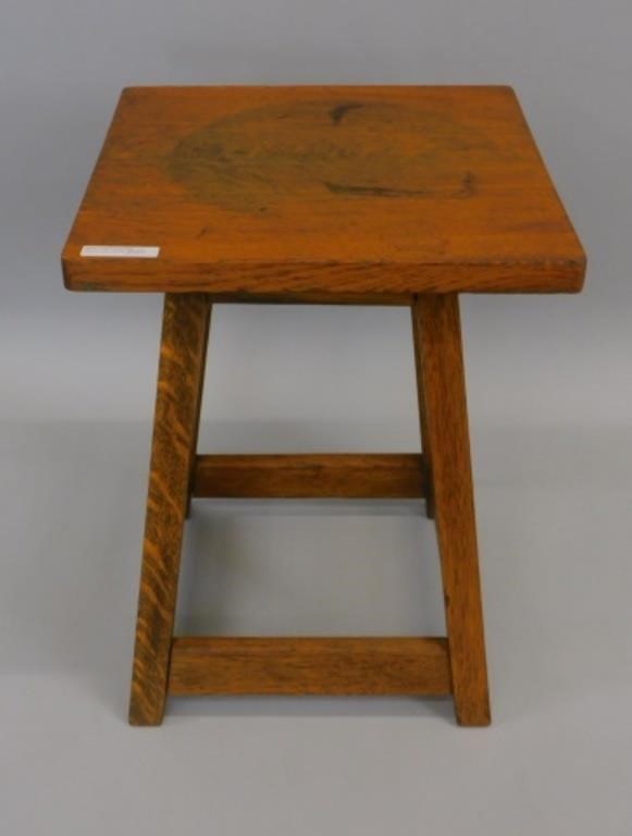 SMALL ARTS AND CRAFTS TABOURET BY