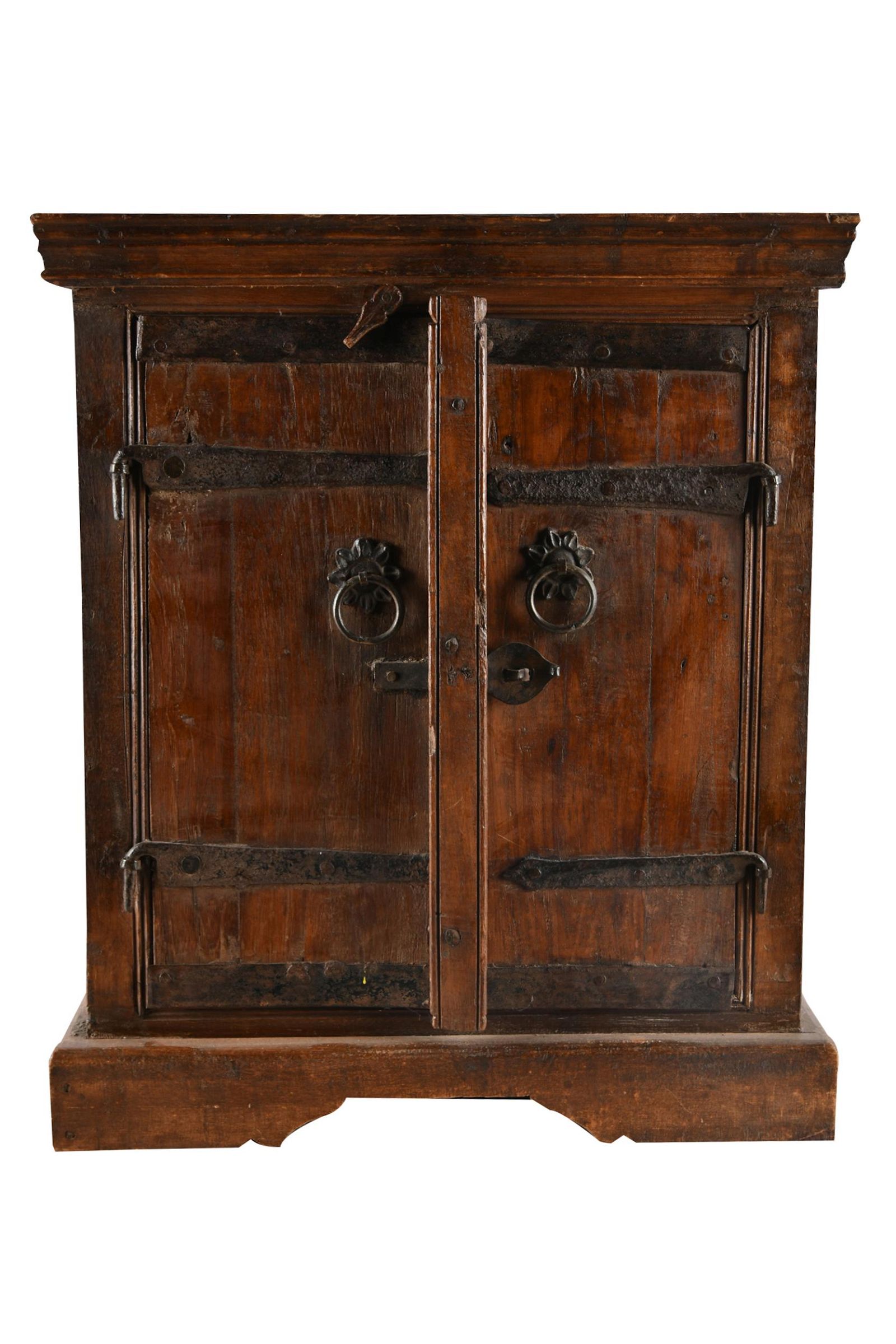 SMALL ASIAN-STYLE IRON-MOUNTED WOOD
