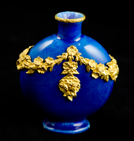 SMALL BLUE SOUFFLE VASE WITH ORMOLU