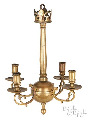 SMALL BRASS CHANDELIER, CA.