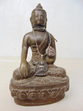 SMALL BRONZE BUDDHA FIGURE WIT