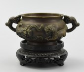 SMALL BRONZE CENSER W/ HIGH RE