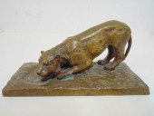 SMALL BRONZE LION FIGURE, SIGN
