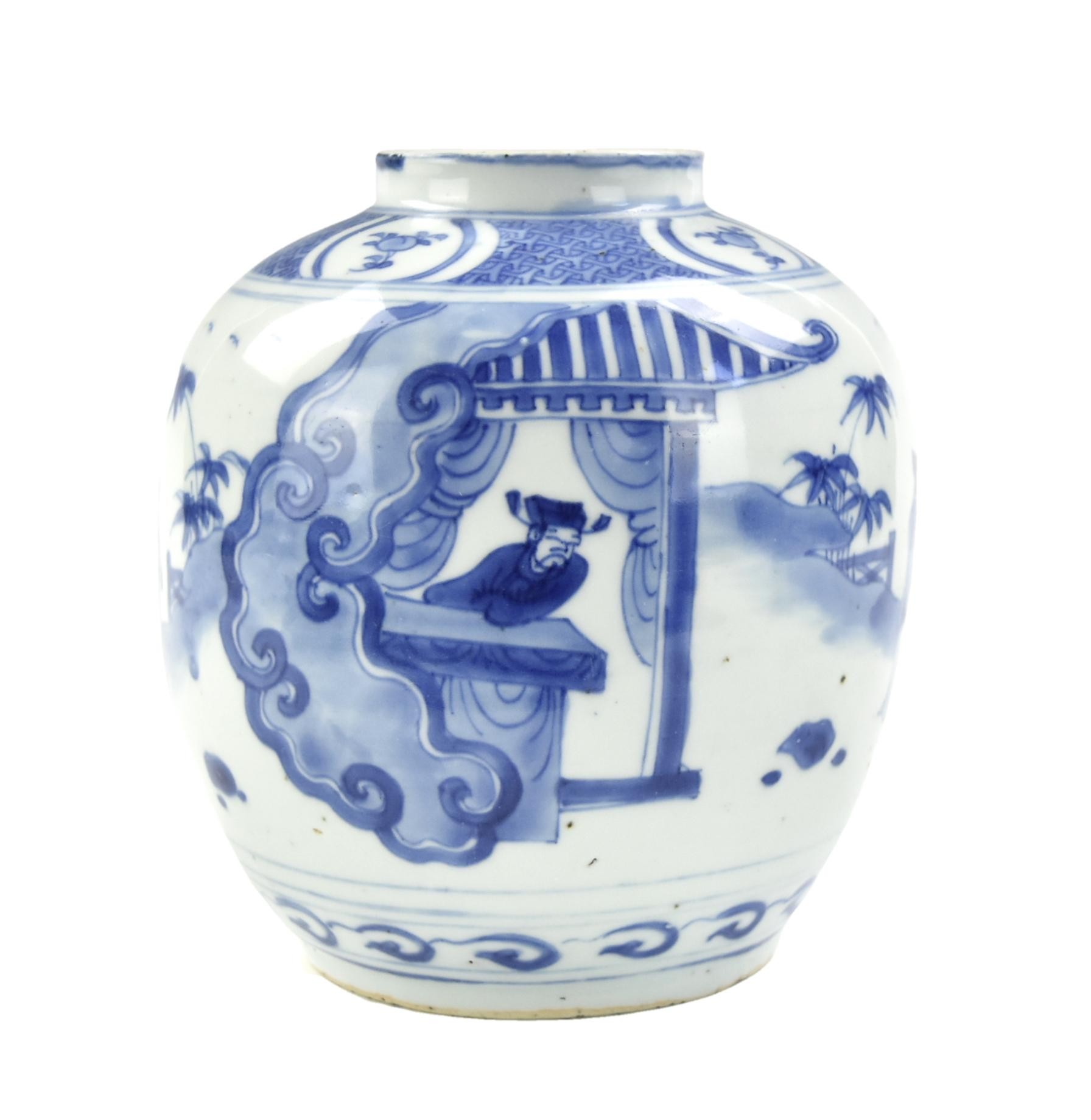 SMALL CHINESE BLUE & WHITE JAR,