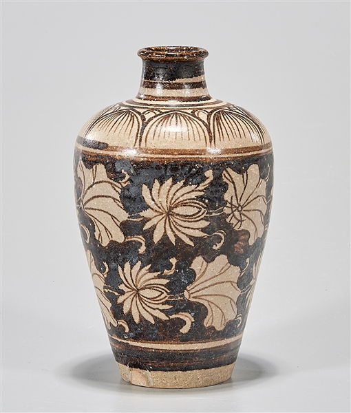Small Chinese brown glazed vase