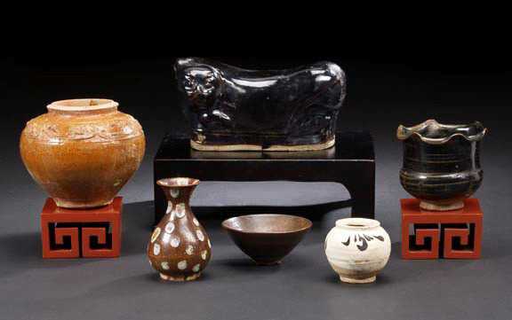 Small Chinese Glazed Pottery Bottle