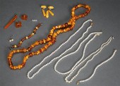SMALL COLLECTION OF PEARL, AMB