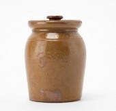 SMALL COVERED REDWARE JAR, 19T